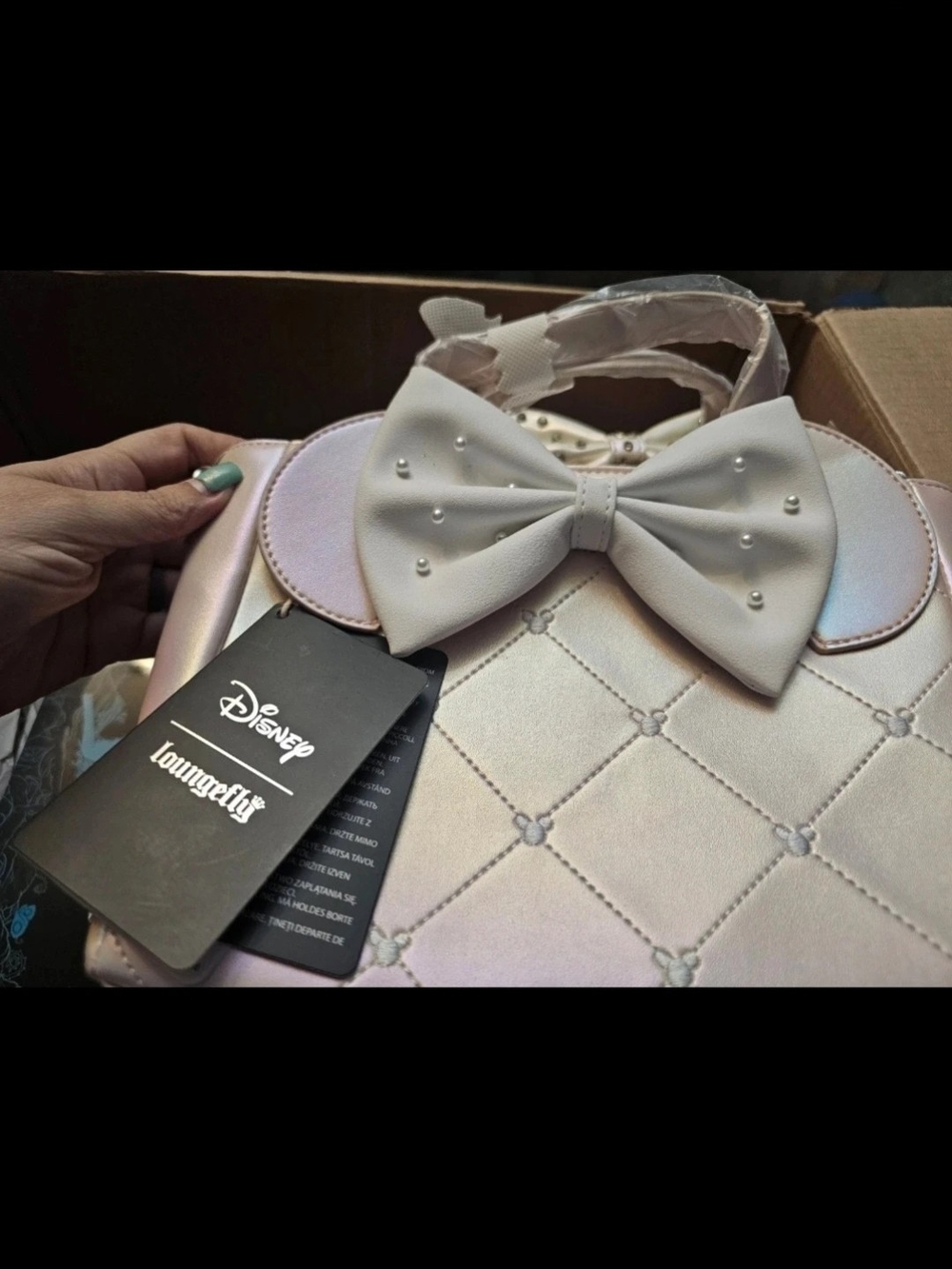 Loungefly Iridescent Pink Bow Top-Handle Bag
